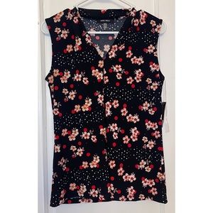 Nine West Women’s Black-Cherry Floral Print Blouse- size small NWT